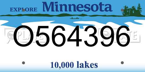 O564396 Minnesota License Plate