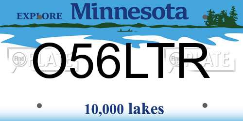 O56LTR Minnesota License Plate