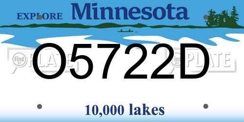O5722D Minnesota License Plate