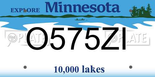 O575ZI Minnesota License Plate