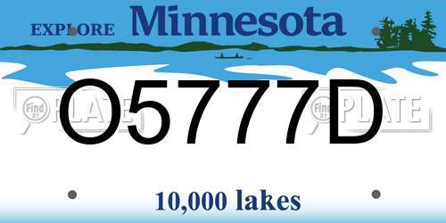 O5777D Minnesota License Plate
