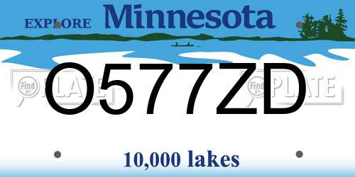 O577ZD Minnesota License Plate