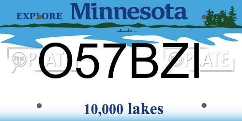 O57BZI Minnesota License Plate