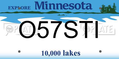 O57STI Minnesota License Plate