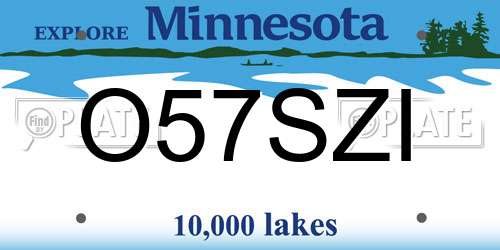 O57SZI Minnesota License Plate