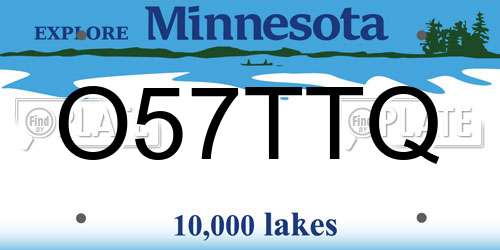 O57TTQ Minnesota License Plate