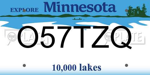 O57TZQ Minnesota License Plate
