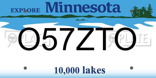 O57ZTO Minnesota License Plate