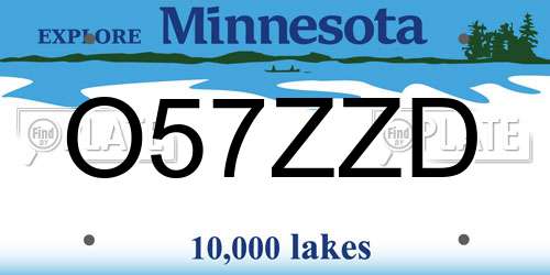 O57ZZD Minnesota License Plate