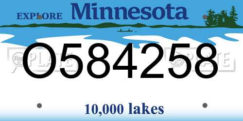 O584258 Minnesota License Plate