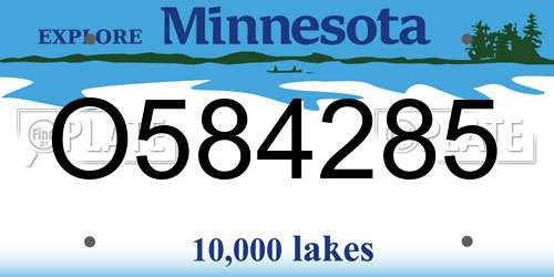 O584285 Minnesota License Plate