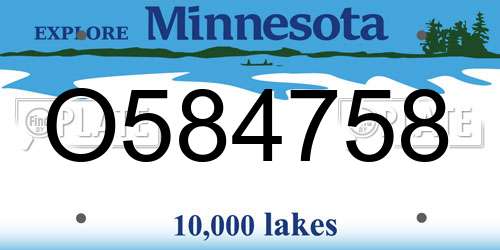 O584758 Minnesota License Plate