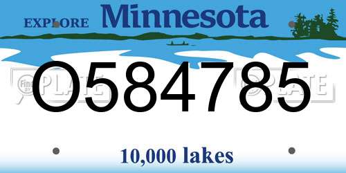 O584785 Minnesota License Plate