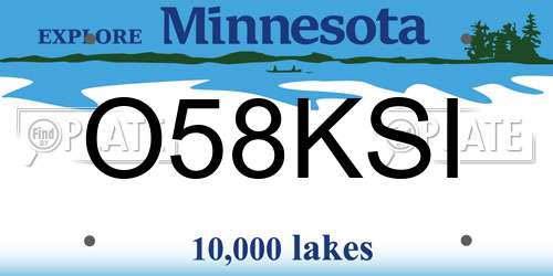 O58KSI Minnesota License Plate
