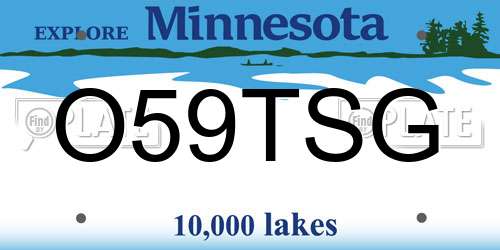 O59TSG Minnesota License Plate