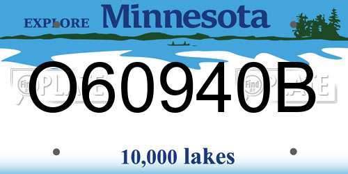 O60940B Minnesota License Plate