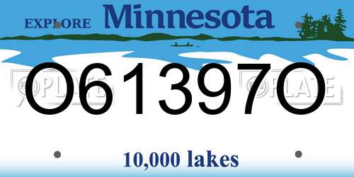 O61397O Minnesota License Plate