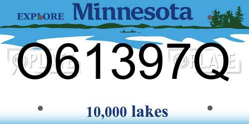 O61397Q Minnesota License Plate