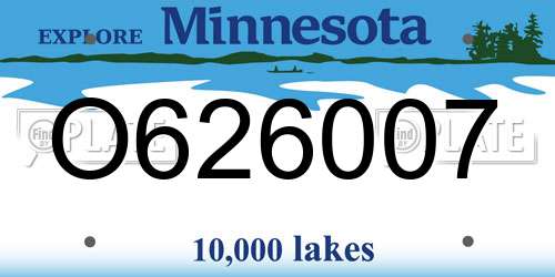 O626007 Minnesota License Plate