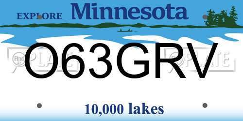 O63GRV Minnesota License Plate