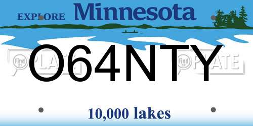 O64NTY Minnesota License Plate