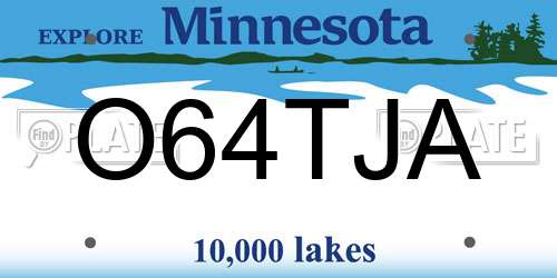 O64TJA Minnesota License Plate