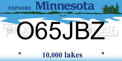 O65JBZ Minnesota License Plate