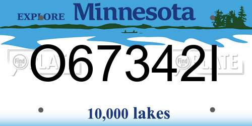 O67342I Minnesota License Plate