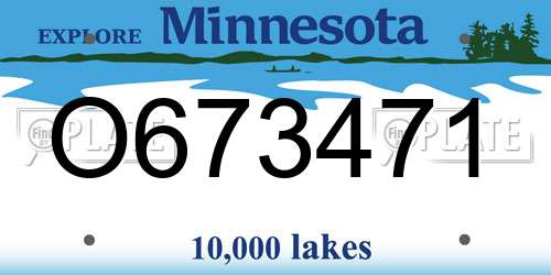 O673471 Minnesota License Plate