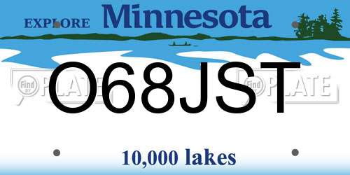 O68JST Minnesota License Plate