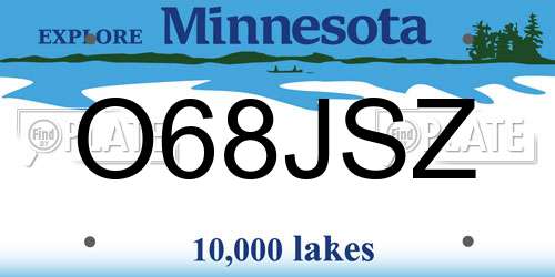 O68JSZ Minnesota License Plate