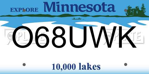 O68UWK Minnesota License Plate