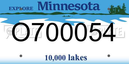O700054 Minnesota License Plate