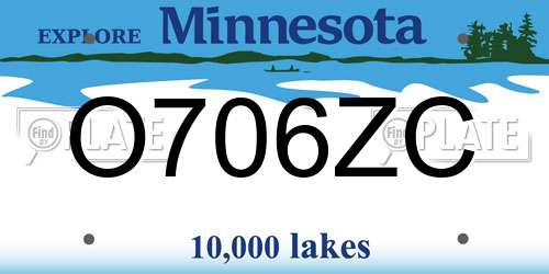 O706ZC Minnesota License Plate