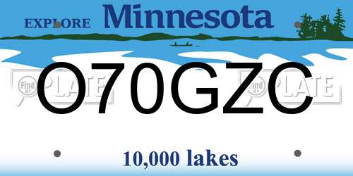 O70GZC Minnesota License Plate