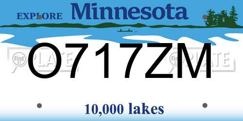 O717ZM Minnesota License Plate