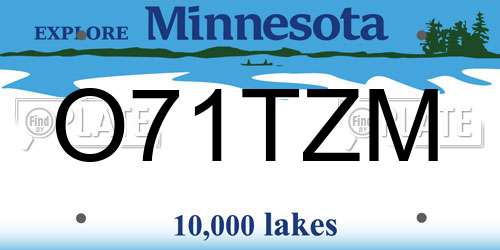 O71TZM Minnesota License Plate