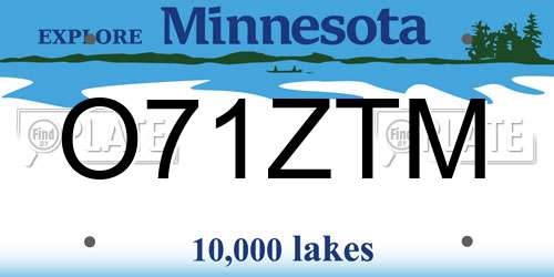 O71ZTM Minnesota License Plate