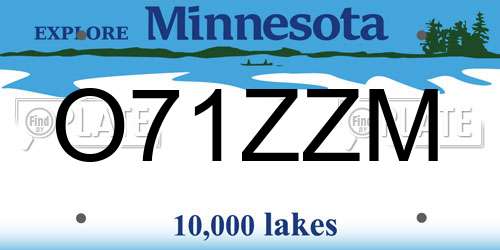 O71ZZM Minnesota License Plate