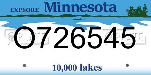 O726545 Minnesota License Plate