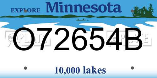 O72654B Minnesota License Plate