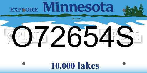 O72654S Minnesota License Plate