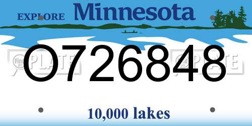 O726848 Minnesota License Plate