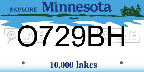 O729BH Minnesota License Plate