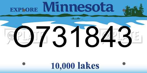O731843 Minnesota License Plate