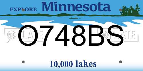 O748BS Minnesota License Plate