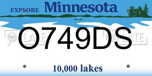 O749DS Minnesota License Plate