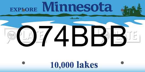 O74BBB Minnesota License Plate