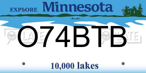 O74BTB Minnesota License Plate