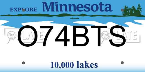 O74BTS Minnesota License Plate